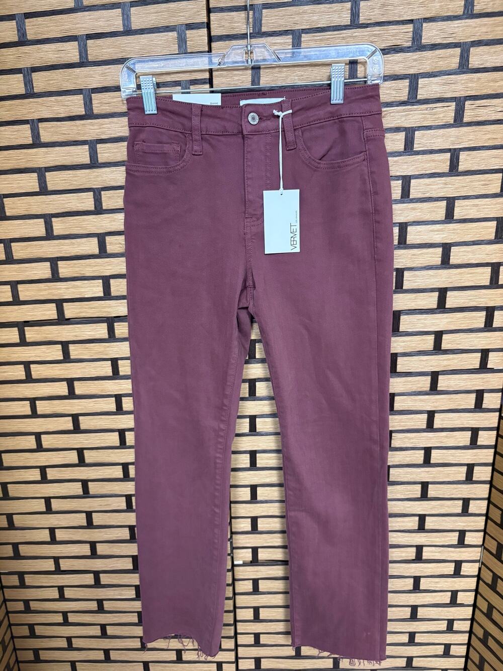 Vervet Burgundy Jeanne High Rise Stretch Slim Straight Jeans Size 26